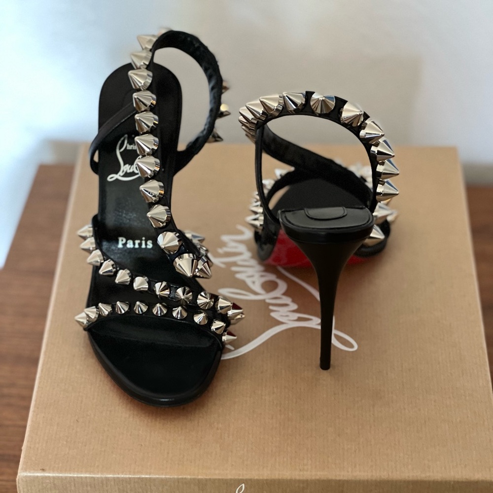 CHRISTIAN LOUBOUTIN SPIKITA STRAP 100 size 36.5 (6 US) black.